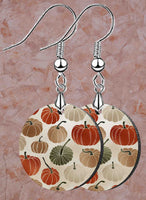 Pumpkin -N- Plaid Petite Round SpectraLuxe Dangle Earrings