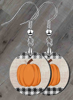 Pumpkin -N- Plaid Petite Round SpectraLuxe Dangle Earrings