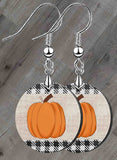 Pumpkin -N- Plaid Petite Round SpectraLuxe Dangle Earrings