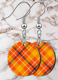 Pumpkin -N- Plaid Petite Round SpectraLuxe Dangle Earrings