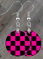 Checkered Flag Petite Round SpectraLuxe Dangle Earrings