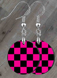 Checkered Flag Petite Round SpectraLuxe Dangle Earrings