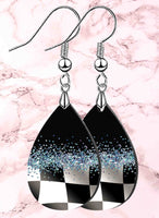 Checkered Flag Sparkle Petite Teardrop SpectraLuxe Dangle Earrings