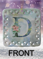 Winter Monogram Personalized Square Porcelain Ornament