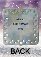 Winter Monogram Personalized Square Porcelain Ornament