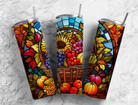 Fall Stained Glass Skinny Travel Tumbler