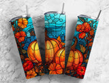 Fall Stained Glass Skinny Travel Tumbler