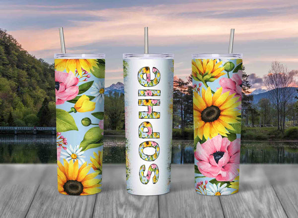 Sunflower Garden Skinny Travel Tumbler