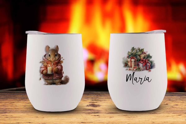 Squirrely Friends Personalized Stemless Wine Tumbler