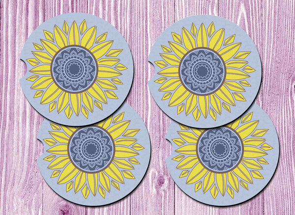 Sunflower Blues Car Drink Coaster