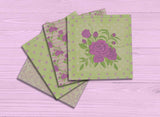 Purple Posies SubliLinen™ Drink Coaster