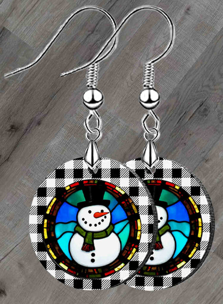 Christmas Stained Glass Petite Round SpectraLuxe Dangle Earrings