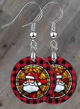 Christmas Stained Glass Petite Round SpectraLuxe Dangle Earrings