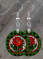 Christmas Stained Glass Petite Round SpectraLuxe Dangle Earrings