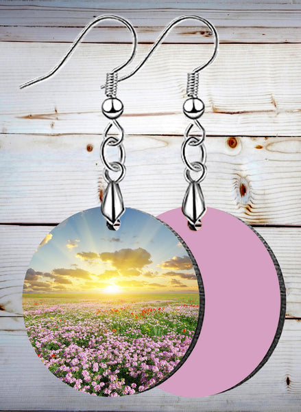 Flowers in a Meadow Circle Design SpectraLuxe Dangle Earrings