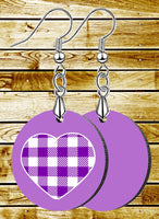 Plaid Heart Circle Design SpectraLuxe Dangle Earrings