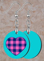 Plaid Heart Circle Design SpectraLuxe Dangle Earrings