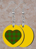 Plaid Heart Circle Design SpectraLuxe Dangle Earrings