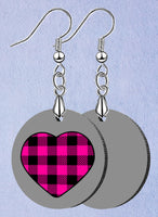 Plaid Heart Circle Design SpectraLuxe Dangle Earrings