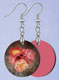 Pink Peonies Circle Design SpectraLuxe Dangle Earrings