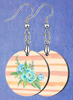 Blue Peonies Circle Design SpectraLuxe Dangle Earrings
