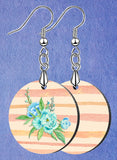 Blue Peonies Circle Design SpectraLuxe Dangle Earrings
