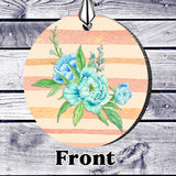 Blue Peonies Circle Design SpectraLuxe Dangle Earrings
