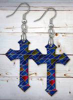 Stained Glass Looking Cross SpectraLuxe Dangle Earrings