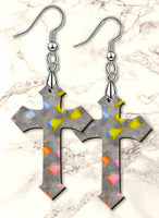 Stained Glass Looking Cross SpectraLuxe Dangle Earrings