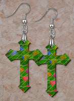 Stained Glass Looking Cross SpectraLuxe Dangle Earrings