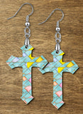 Stained Glass Looking Cross SpectraLuxe Dangle Earrings