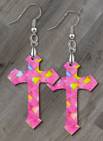 Stained Glass Looking Cross SpectraLuxe Dangle Earrings