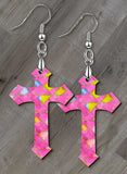 Stained Glass Looking Cross SpectraLuxe Dangle Earrings