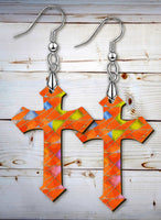 Stained Glass Looking Cross SpectraLuxe Dangle Earrings