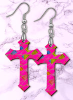 Stained Glass Looking Cross SpectraLuxe Dangle Earrings