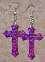 Stained Glass Looking Cross SpectraLuxe Dangle Earrings