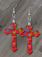 Stained Glass Looking Cross SpectraLuxe Dangle Earrings