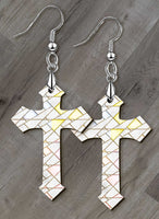 Stained Glass Looking Cross SpectraLuxe Dangle Earrings