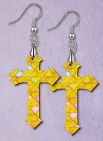 Stained Glass Looking Cross SpectraLuxe Dangle Earrings