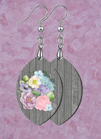 Mixed Floral on Gray Wood Marquise SpectraLuxe Dangle Earrings