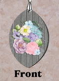 Mixed Floral on Gray Wood Marquise SpectraLuxe Dangle Earrings