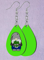 Gnome with Shamrock Teardrop SpectraLuxe Dangle Earrings