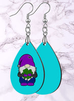 Gnome with Shamrock Teardrop SpectraLuxe Dangle Earrings