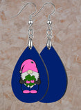 Gnome with Shamrock Teardrop SpectraLuxe Dangle Earrings