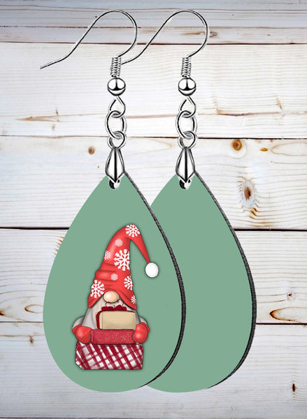 Christmas Gnomes Teardrop SpectraLuxe Dangle Earrings