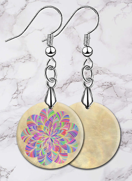 Matchless Mandalas Round LumaShell Earrings
