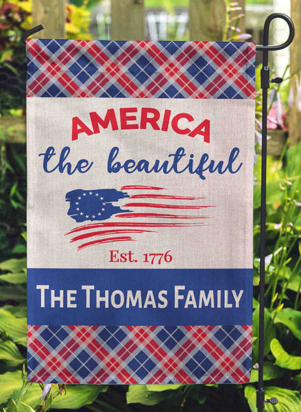 Perfectly Plaid Independence Day Garden Flag 12"x18" Linen Flag