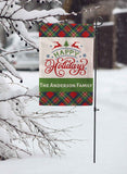 Perfectly Plaid Christmas Garden Flag 12"x18" Linen Flag