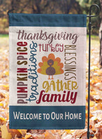 Thanksgiving Subway Art Garden Flag 12"x18" Linen Flag