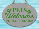 Pets Welcome Oval Ceramic Wall Decor